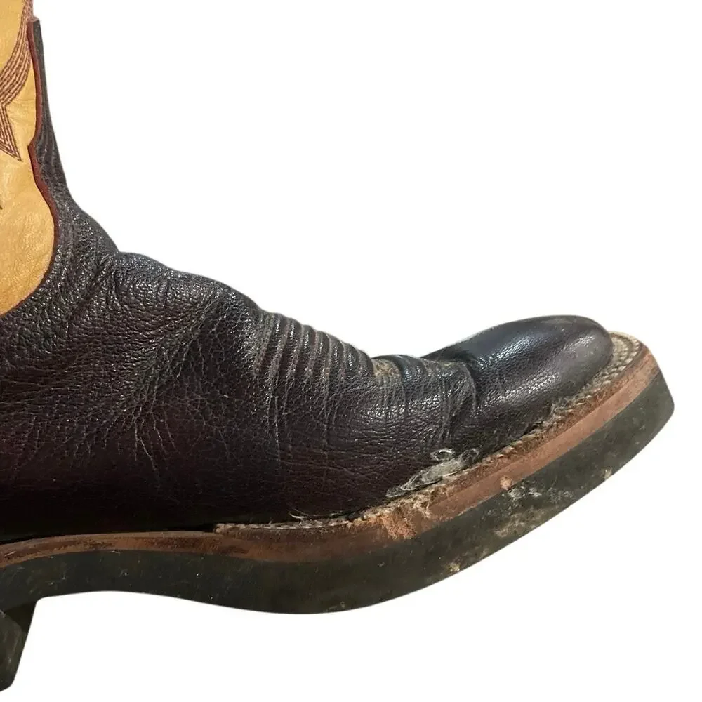 Lucchese 2000 Western Two Tone Cowgirl Boots Round Toe Cowboy VTG SZ 8 Rancher